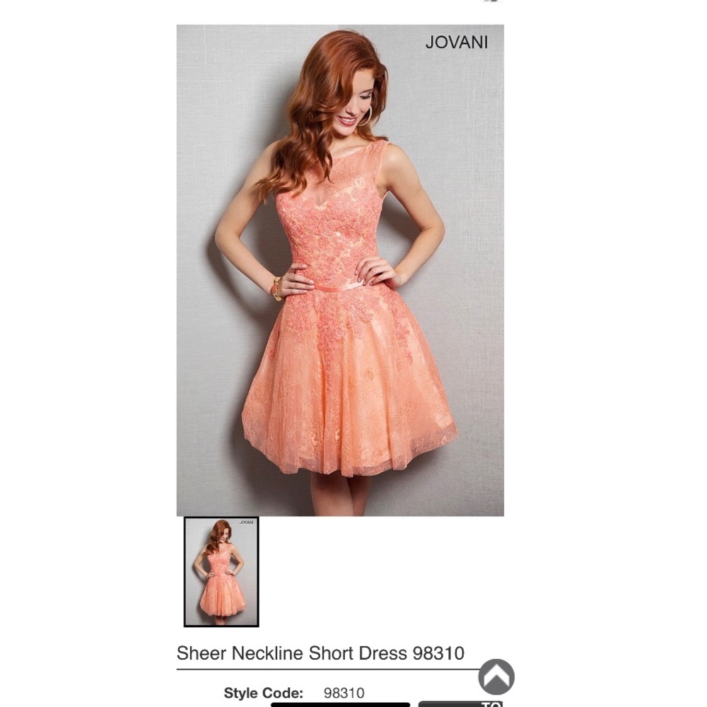 Coral Pink JOVANI Lace Short dress